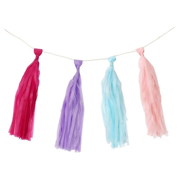 DIY Tassel Garland Bunting Kit Pink, Purple, Blue - Picture 1 of 8
